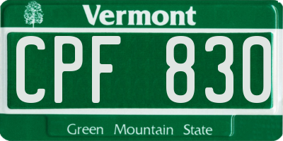 VT license plate CPF830