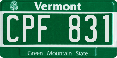 VT license plate CPF831