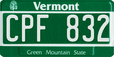 VT license plate CPF832