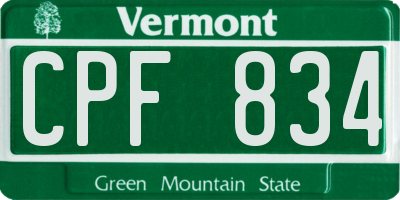 VT license plate CPF834
