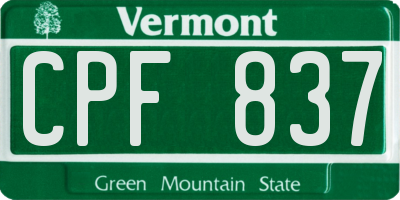 VT license plate CPF837
