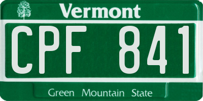 VT license plate CPF841
