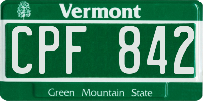 VT license plate CPF842