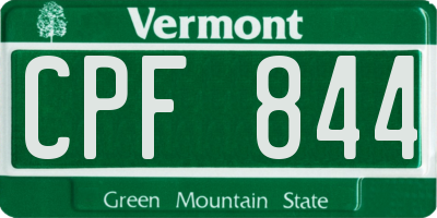 VT license plate CPF844