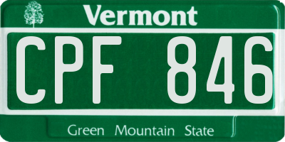 VT license plate CPF846