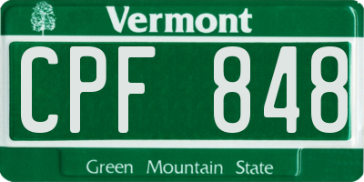 VT license plate CPF848