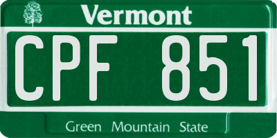 VT license plate CPF851