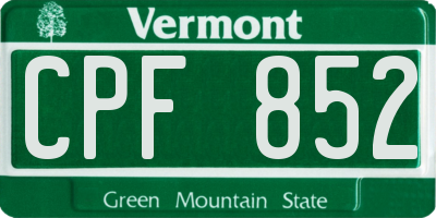 VT license plate CPF852