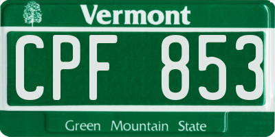 VT license plate CPF853