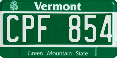 VT license plate CPF854