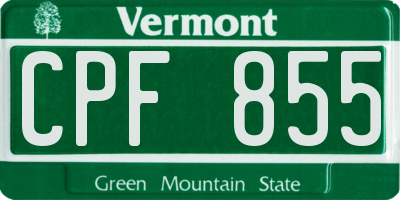 VT license plate CPF855