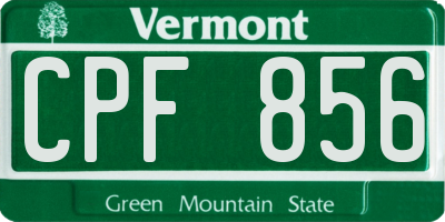 VT license plate CPF856