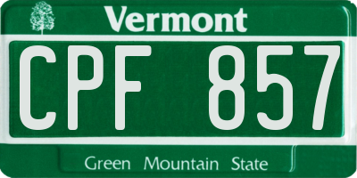 VT license plate CPF857
