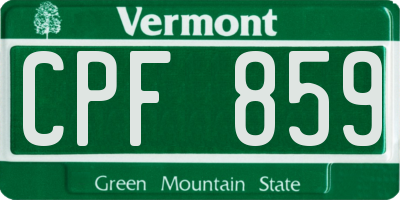 VT license plate CPF859