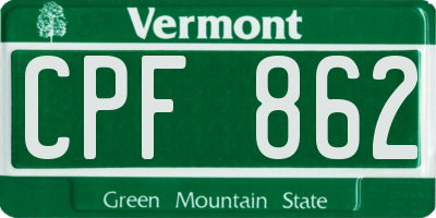 VT license plate CPF862