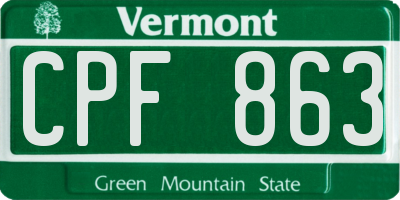 VT license plate CPF863