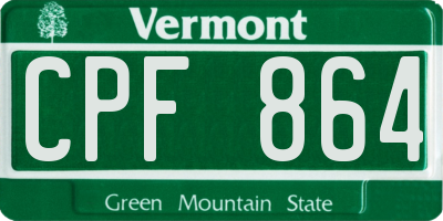 VT license plate CPF864