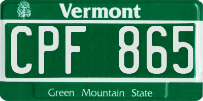 VT license plate CPF865