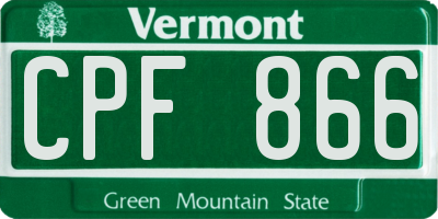 VT license plate CPF866