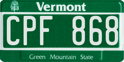 VT license plate CPF868