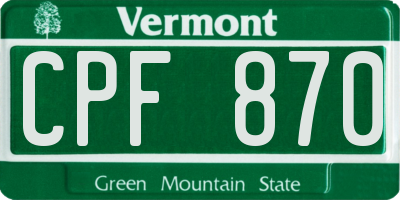 VT license plate CPF870