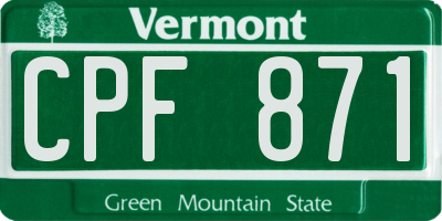VT license plate CPF871