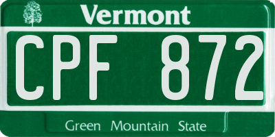 VT license plate CPF872