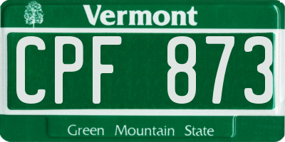 VT license plate CPF873
