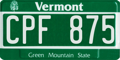 VT license plate CPF875