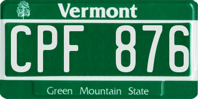VT license plate CPF876