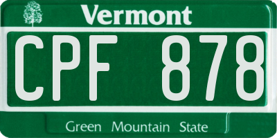 VT license plate CPF878