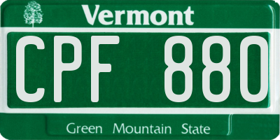VT license plate CPF880