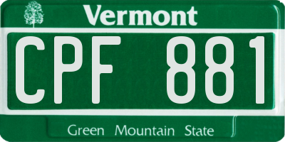 VT license plate CPF881
