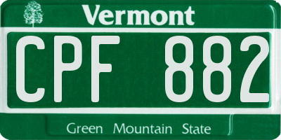 VT license plate CPF882