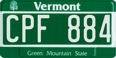 VT license plate CPF884