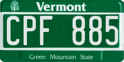 VT license plate CPF885