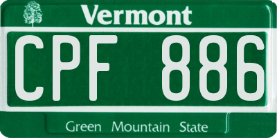 VT license plate CPF886