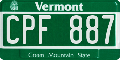 VT license plate CPF887