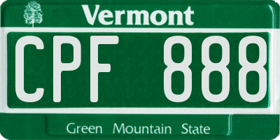 VT license plate CPF888