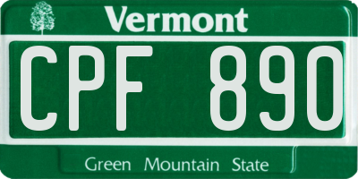 VT license plate CPF890