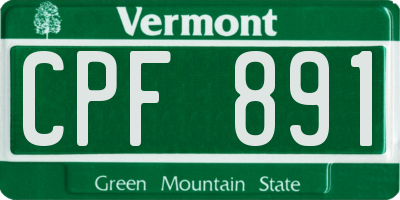 VT license plate CPF891