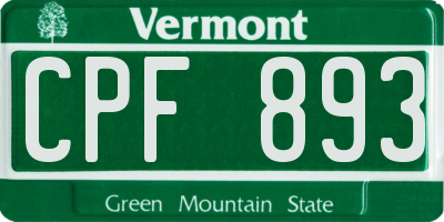 VT license plate CPF893