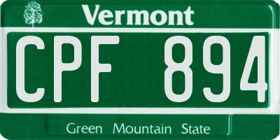 VT license plate CPF894