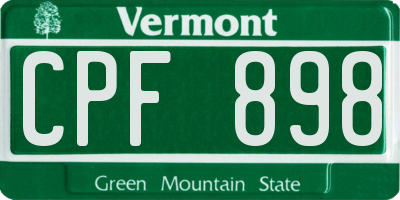 VT license plate CPF898