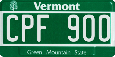 VT license plate CPF900