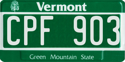 VT license plate CPF903
