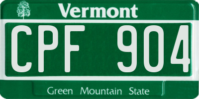 VT license plate CPF904