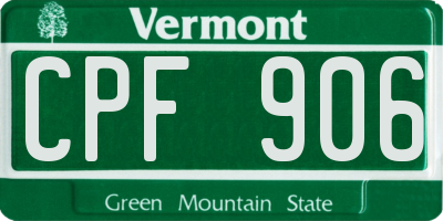VT license plate CPF906
