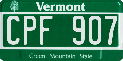 VT license plate CPF907