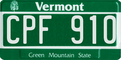 VT license plate CPF910
